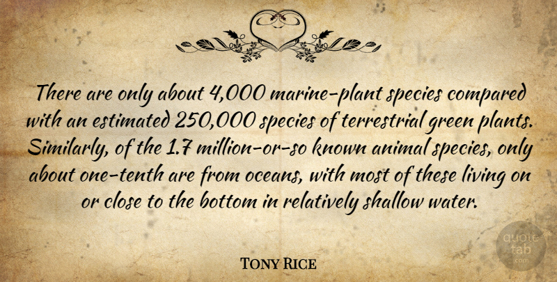 Tony Rice Quote About Animal, Bottom, Close, Compared, Estimated: There Are Only About 4...