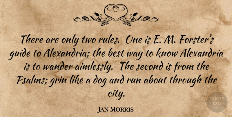 Jan Morris Quote About Best, Dog, Grin, Guide, Rules: There Are Only Two Rules...