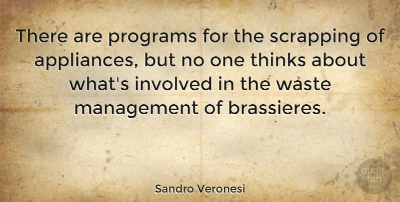Sandro Veronesi Quote About Involved, Management, Programs, Thinks, Waste: There Are Programs For The...