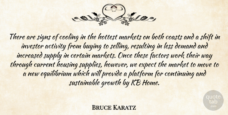 Bruce Karatz Quote About Activity, Both, Buying, Certain, Coasts: There Are Signs Of Cooling...
