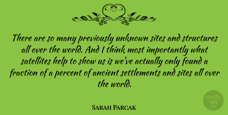 Sarah Parcak Quote About Ancient, Found, Fraction, Help, Percent: There Are So Many Previously...