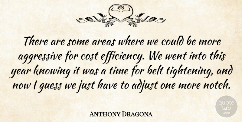Anthony Dragona Quote About Adjust, Aggressive, Areas, Belt, Cost: There Are Some Areas Where...