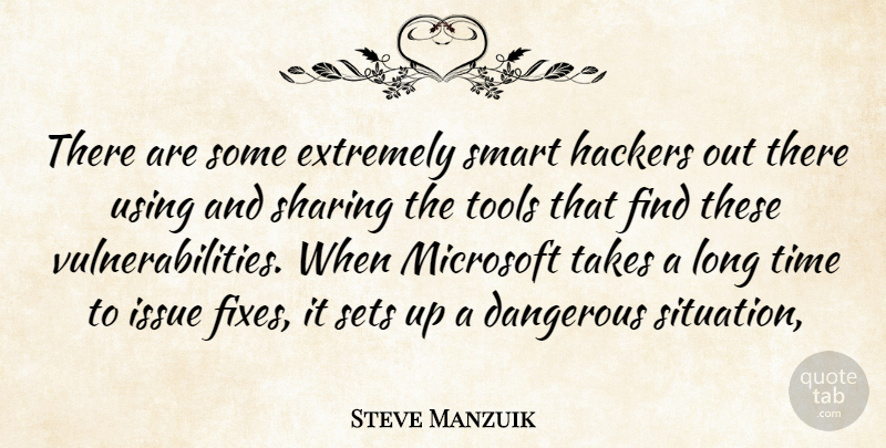 Steve Manzuik Quote About Dangerous, Extremely, Hackers, Issue, Microsoft: There Are Some Extremely Smart...