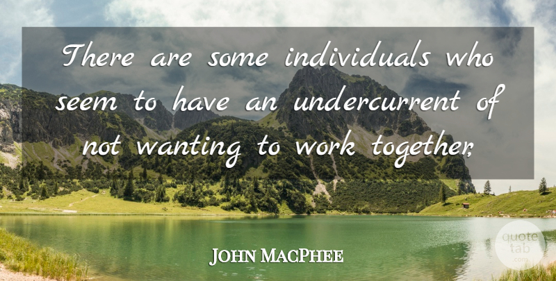 John MacPhee Quote About Seem, Wanting, Work: There Are Some Individuals Who...