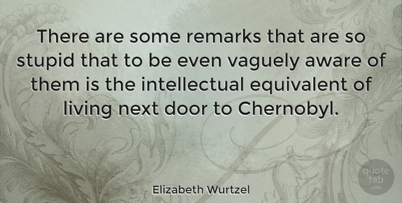 Elizabeth Wurtzel Quote About Stupid, Doors, Intellectual: There Are Some Remarks That...