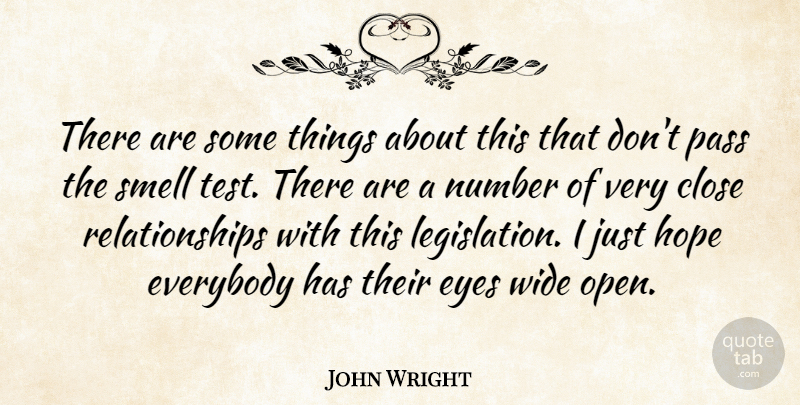 John Wright Quote About Close, Everybody, Eyes, Hope, Number: There Are Some Things About...