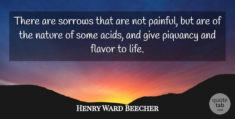 Henry Ward Beecher Quote About Giving, Sorrow, Flavor: There Are Sorrows That Are...