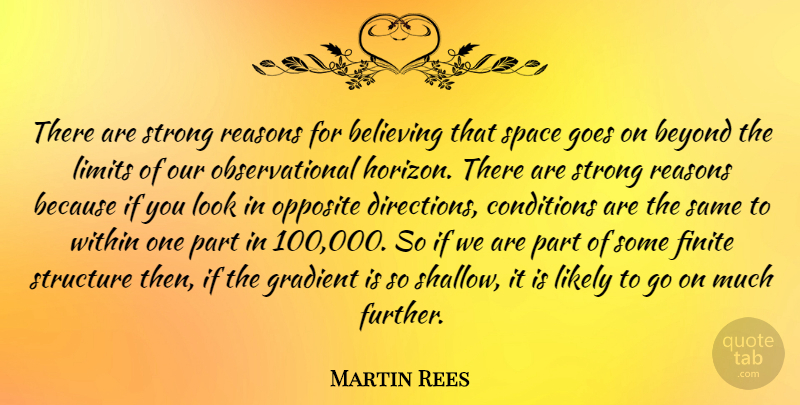 Martin Rees Quote About Believing, Beyond, Conditions, Finite, Goes: There Are Strong Reasons For...