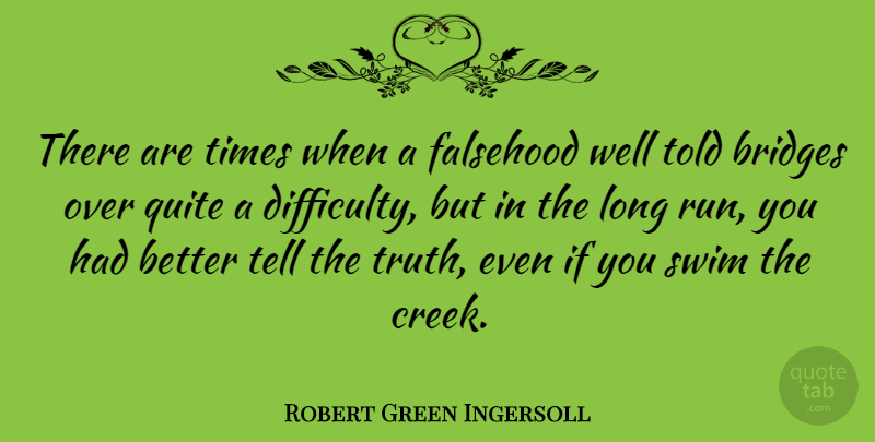 Robert Green Ingersoll Quote About Falsehood, Quite, Swim, Truth: There Are Times When A...
