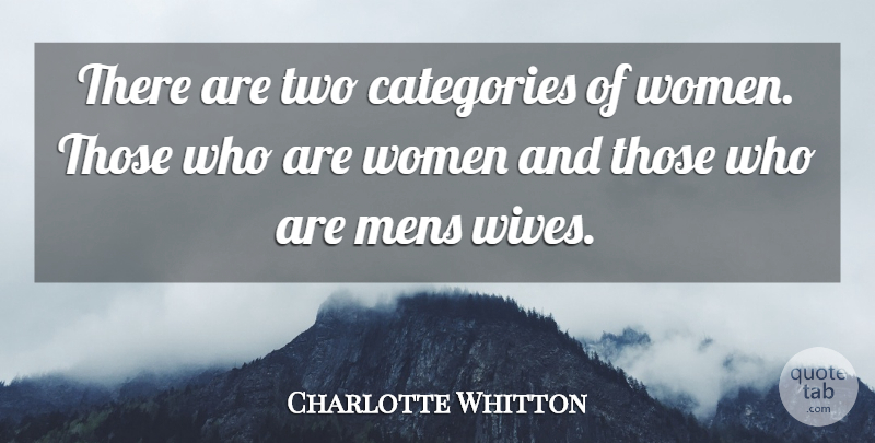 Charlotte Whitton Quote About Categories, Women: There Are Two Categories Of...