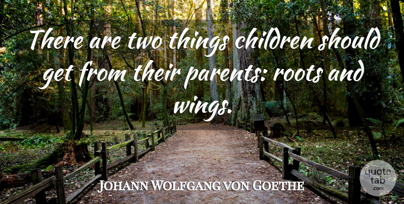 Johann Wolfgang von Goethe Quote About Baby, Children, Wings: There Are Two Things Children...