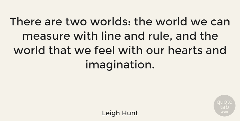 Leigh Hunt Quote About English Poet, Hearts, Imagination: There Are Two Worlds The...