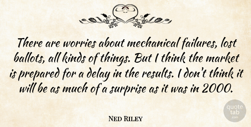 Ned Riley Quote About Delay, Kinds, Lost, Market, Mechanical: There Are Worries About Mechanical...