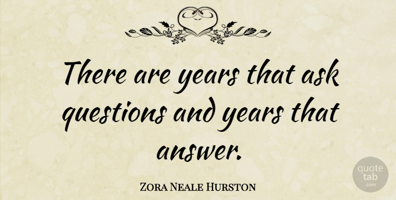 Zora Neale Hurston Quote About Life, Inspiring, Time: There Are Years That Ask...