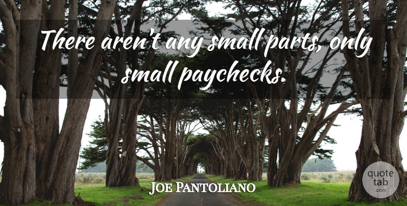 Joe Pantoliano Quote About Paychecks, Small Parts: There Arent Any Small Parts...