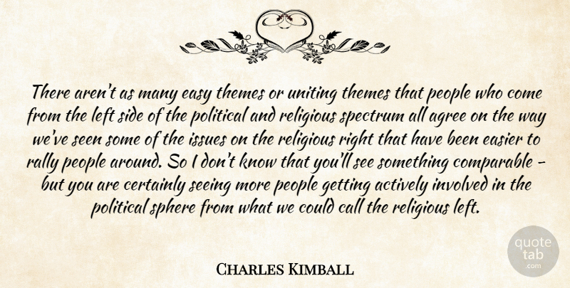 Charles Kimball Quote About Actively, Agree, Call, Certainly, Comparable: There Arent As Many Easy...