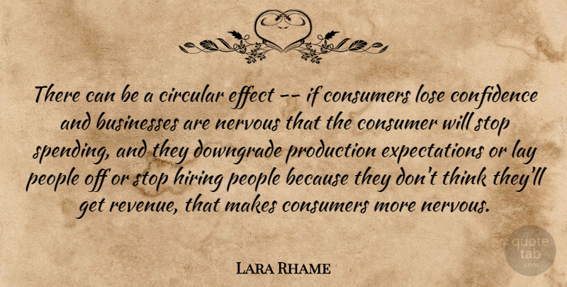 Lara Rhame Quote About Businesses, Circular, Confidence, Consumers, Effect: There Can Be A Circular...