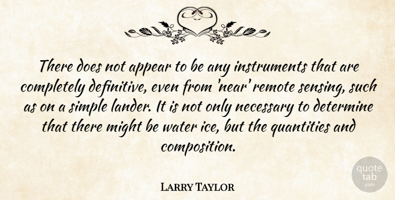 Larry Taylor Quote About Appear, Determine, Might, Necessary, Quantities: There Does Not Appear To...