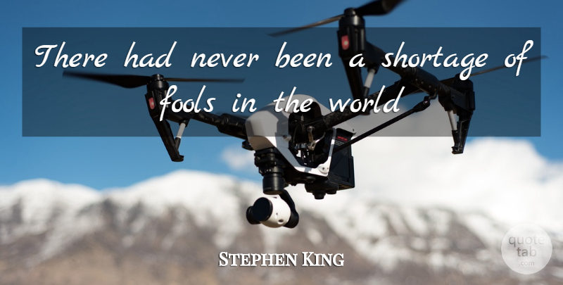 Stephen King Quote About Fool, World, Shortage: There Had Never Been A...