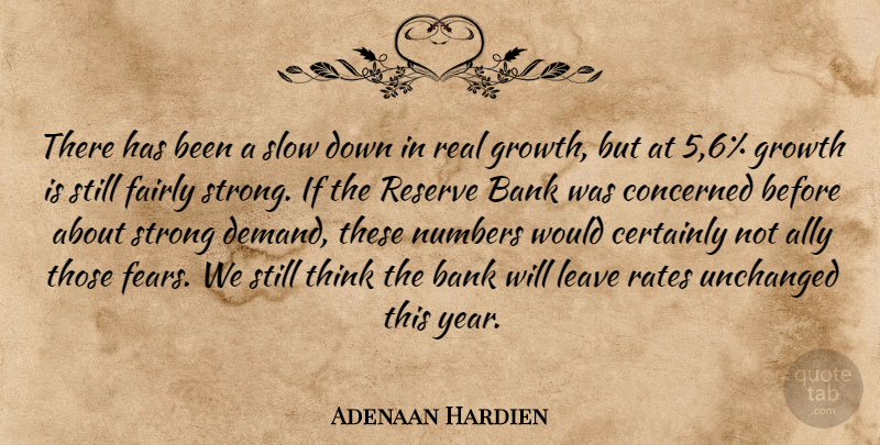 Adenaan Hardien Quote About Ally, Bank, Certainly, Concerned, Fairly: There Has Been A Slow...