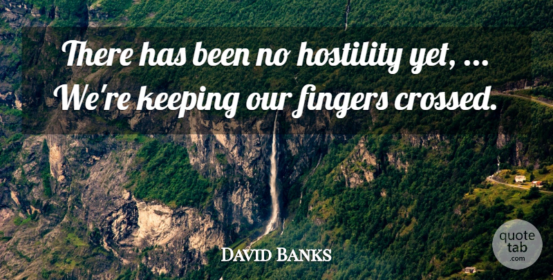 David Banks Quote About Fingers, Hostility, Keeping: There Has Been No Hostility...