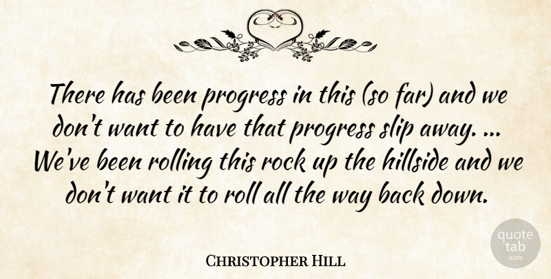 Christopher Hill Quote About Progress, Rock, Rolling, Slip: There Has Been Progress In...