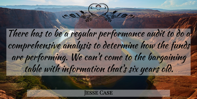 Jesse Case Quote About Analysis, Audit, Bargaining, Determine, Funds: There Has To Be A...