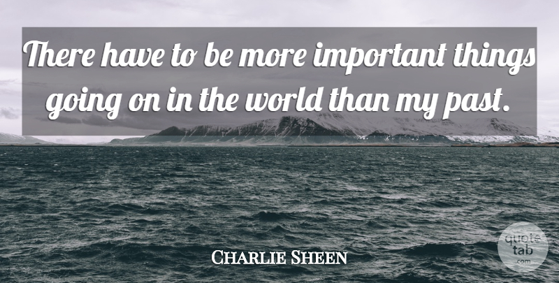 Charlie Sheen Quote About Past, Important, World: There Have To Be More...