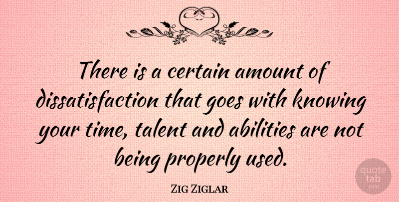 Zig Ziglar Quote About Knowing, Talent, Certain: There Is A Certain Amount...