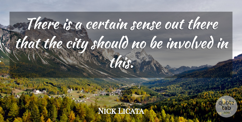Nick Licata Quote About Certain, City, Involved: There Is A Certain Sense...