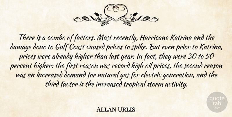 Allan Urlis Quote About Caused, Coast, Damage, Demand, Electric: There Is A Combo Of...