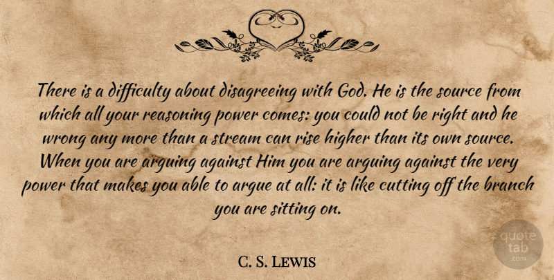 C. S. Lewis Quote About Cutting, Sitting, Branches: There Is A Difficulty About...