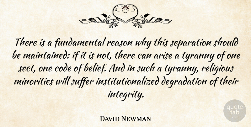 David Newman Quote About Arise, Code, Minorities, Reason, Religious: There Is A Fundamental Reason...