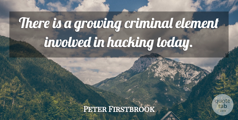 Peter Firstbrook Quote About Criminal, Element, Growing, Hacking, Involved: There Is A Growing Criminal...