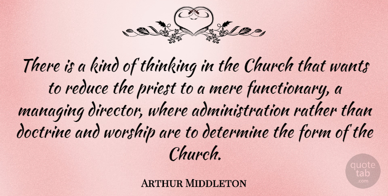 Arthur Middleton Quote About Thinking, Church, Directors: There Is A Kind Of...