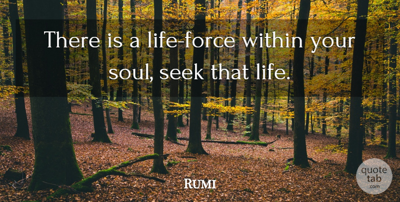 Rumi Quote About Soul, Sufi, Force: There Is A Life Force...