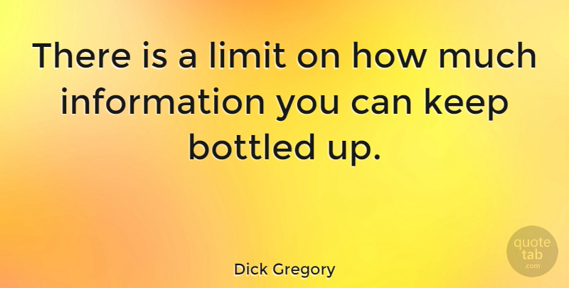 Dick Gregory Quote About Information, Limits: There Is A Limit On...
