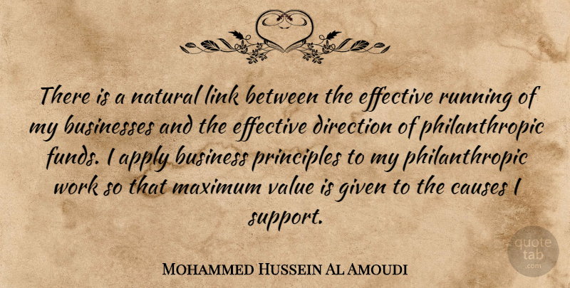 Mohammed Hussein Al Amoudi Quote About Apply, Business, Businesses, Causes, Direction: There Is A Natural Link...