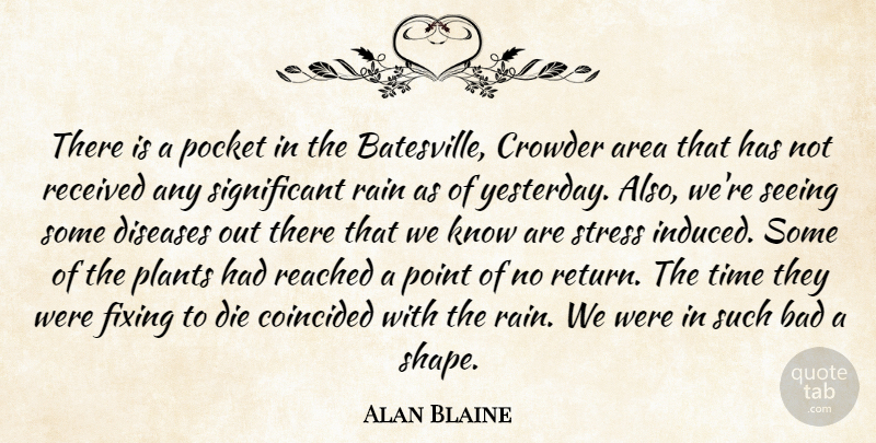 Alan Blaine Quote About Area, Bad, Die, Diseases, Fixing: There Is A Pocket In...