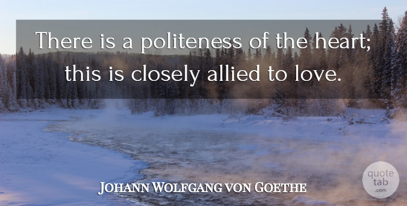 Johann Wolfgang von Goethe Quote About Heart, Politeness: There Is A Politeness Of...