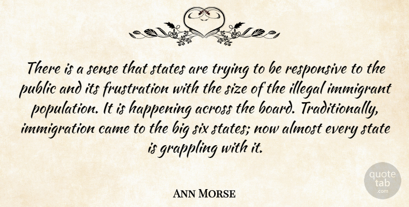Ann Morse Quote About Across, Almost, Came, Happening, Illegal: There Is A Sense That...