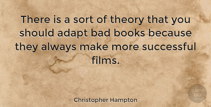 Christopher Hampton Quote About Book, Successful, Film: There Is A Sort Of...