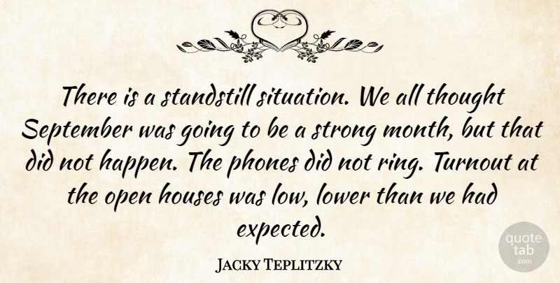 Jacky Teplitzky Quote About Houses, Lower, Open, Phones, September: There Is A Standstill Situation...
