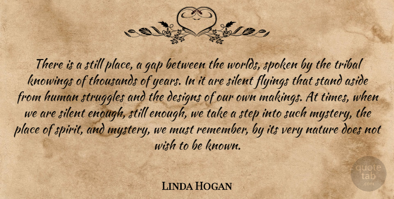 Linda Hogan Quote About Struggle, Years, Knowing: There Is A Still Place...