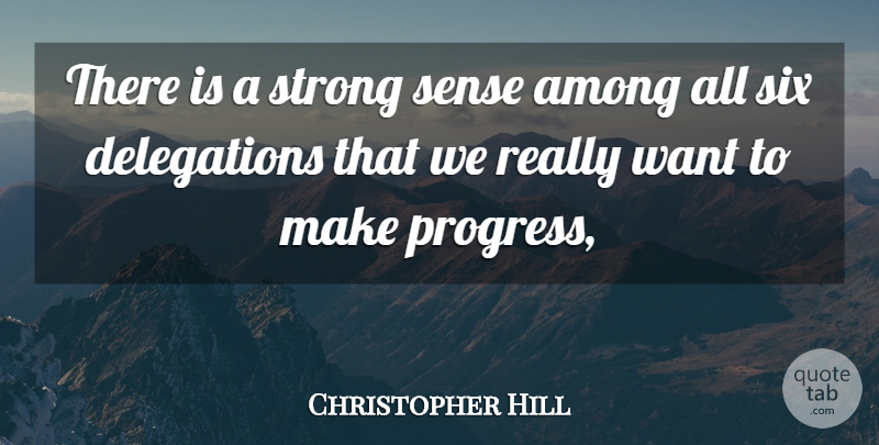 Christopher Hill Quote About Among, Progress, Six, Strong: There Is A Strong Sense...