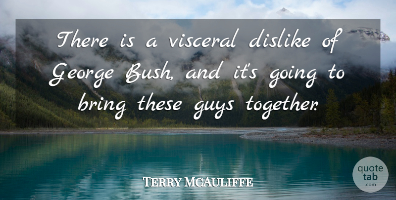 Terry McAuliffe Quote About George, Guys, Visceral: There Is A Visceral Dislike...