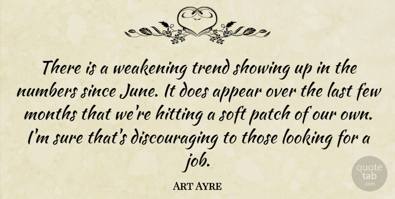 Art Ayre Quote About Appear, Few, Hitting, Last, Looking: There Is A Weakening Trend...