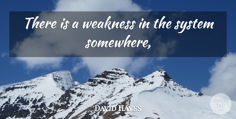 David Hayes Quote About System, Weakness: There Is A Weakness In...