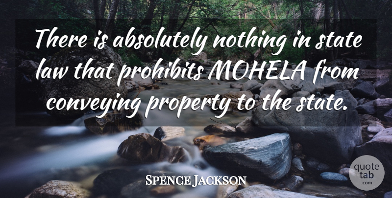 Spence Jackson Quote About Absolutely, Conveying, Law, Property, State: There Is Absolutely Nothing In...