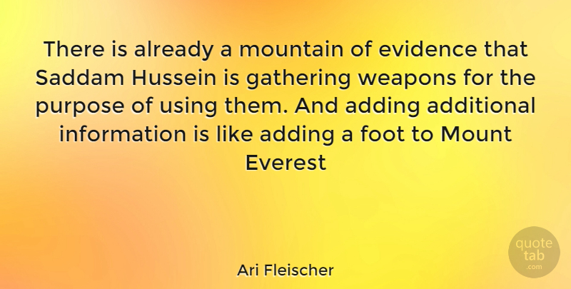 Ari Fleischer Quote About Feet, Mountain, Purpose: There Is Already A Mountain...